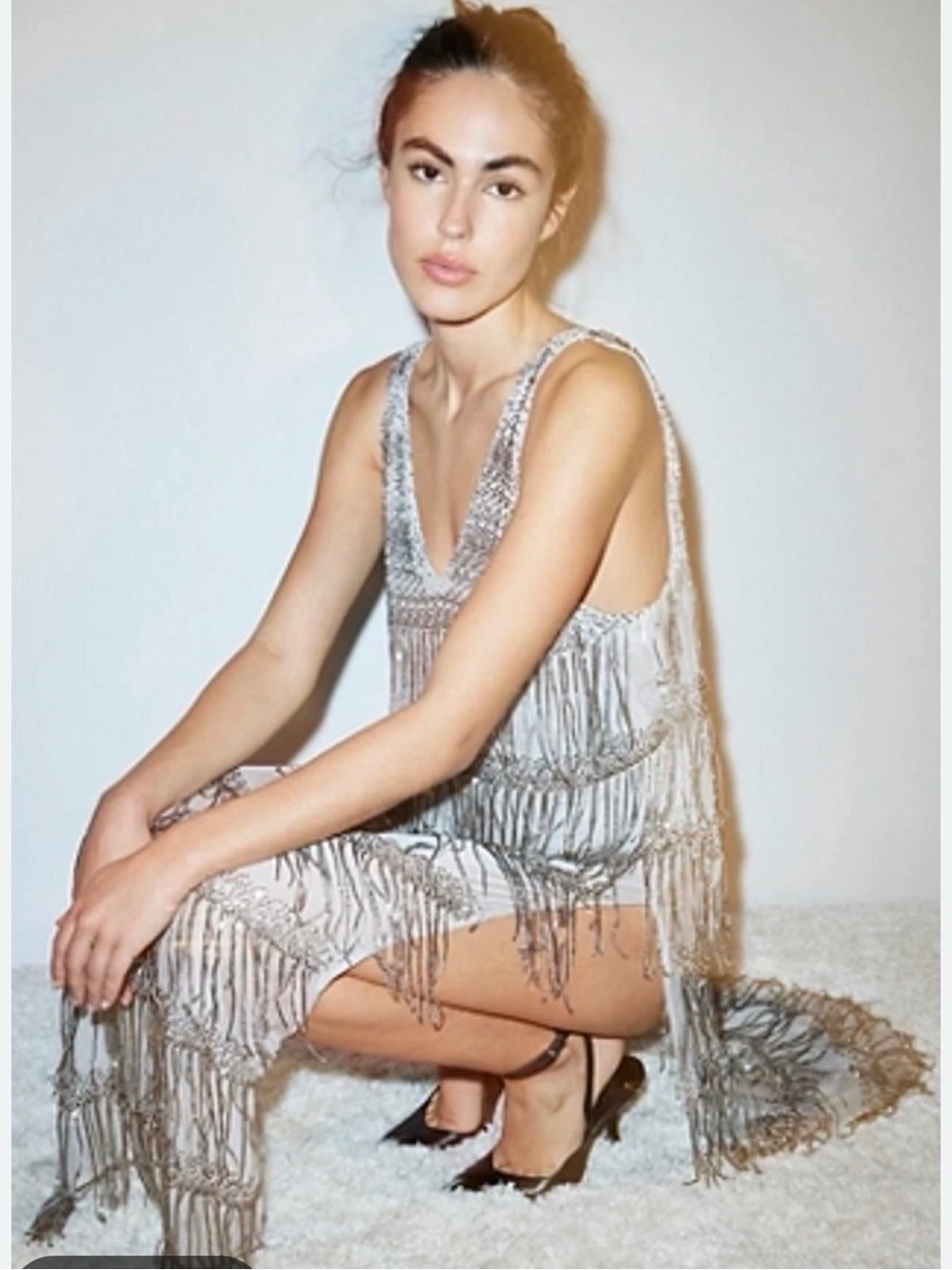 Free People Bali Speakeasy Bodysuit Dress Size XS Silver. Like New!